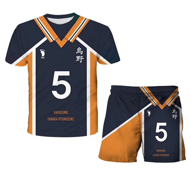 

Volleyballer Player Sportsy T Shirt Youth Short Sleeve Tshirt Cartoon Comic O-neck Summer Sets Leisure Boy T-shirt + Shorts Set