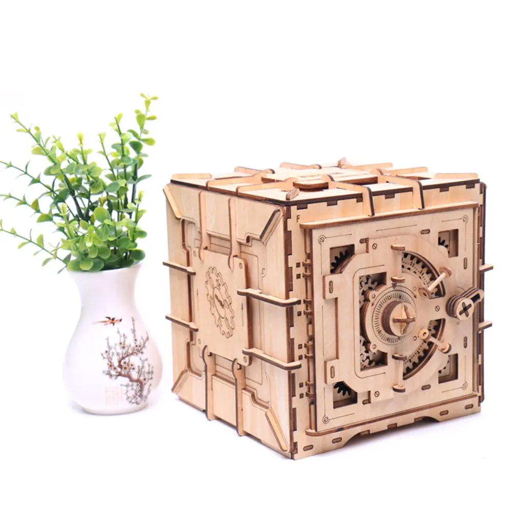 

Treasure Box Wooden 3D Assembled Creative DIY Puzzle Wooden Mechanical Transmission Antique Box Model Toy Gift