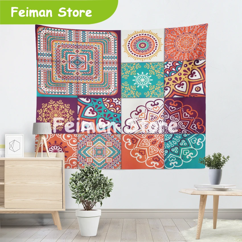 Большие размеры многоцветный красивый МАНДАЛА ГОБЕЛЕН навесной пляж полотенце