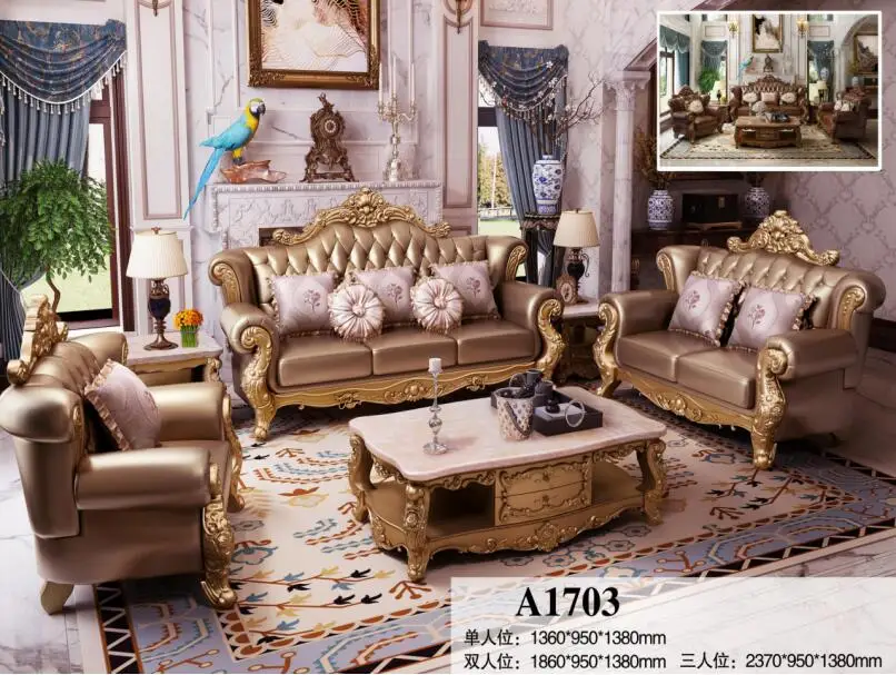 Роскошная гостиная диван genunine кожа 3 местный набор мебели|set 3|set sofasofa sets furniture |