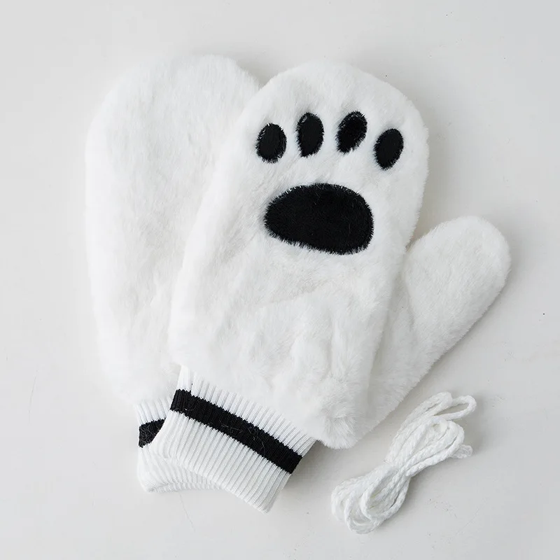 Мягкие меховые зимние перчатки для девочек и мальчиков толстые теплые уличные