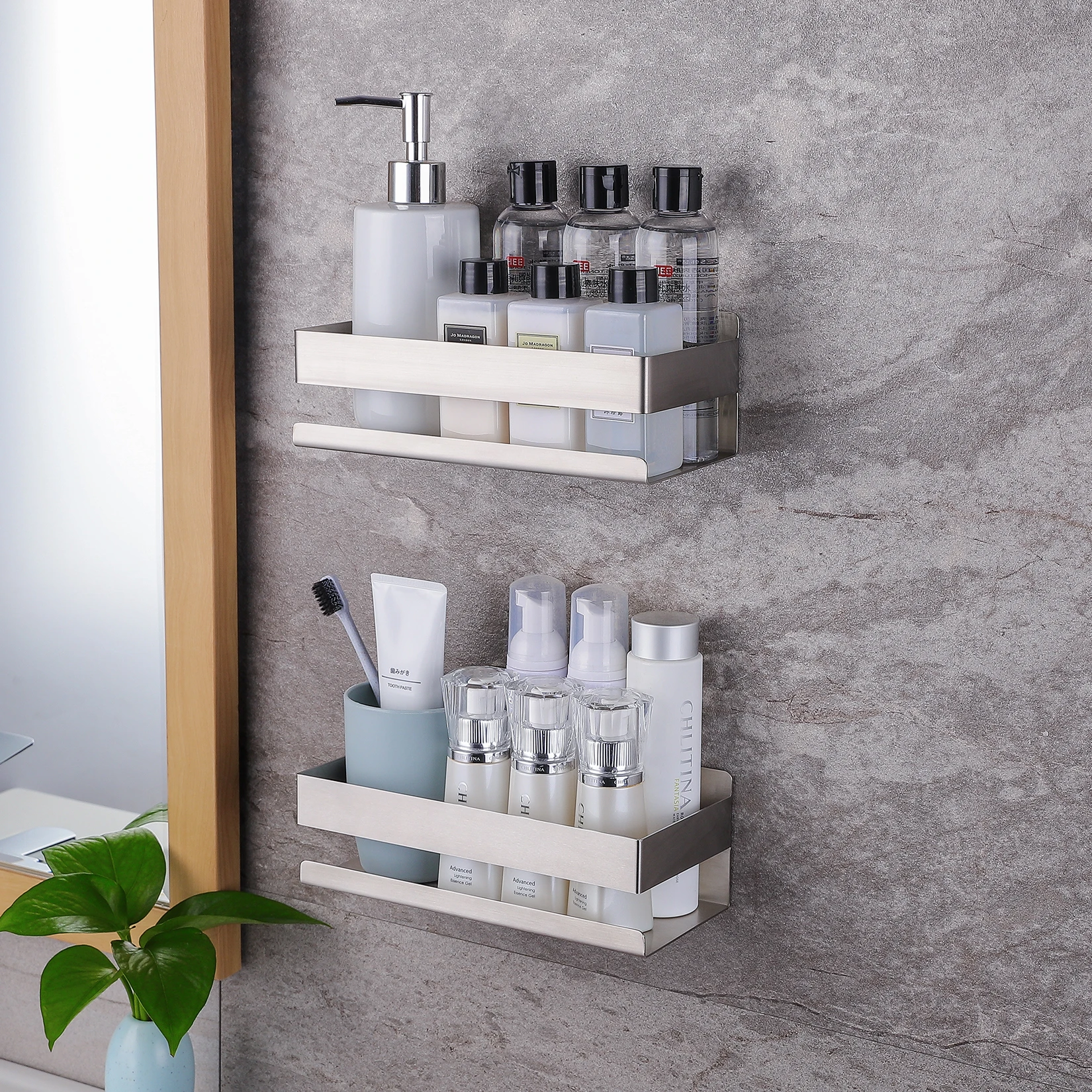 zunto bathroom shelf stainless steel shower shelf no drilling required organizer wall mount shampoo rack self adhesive kitchen free global shipping
