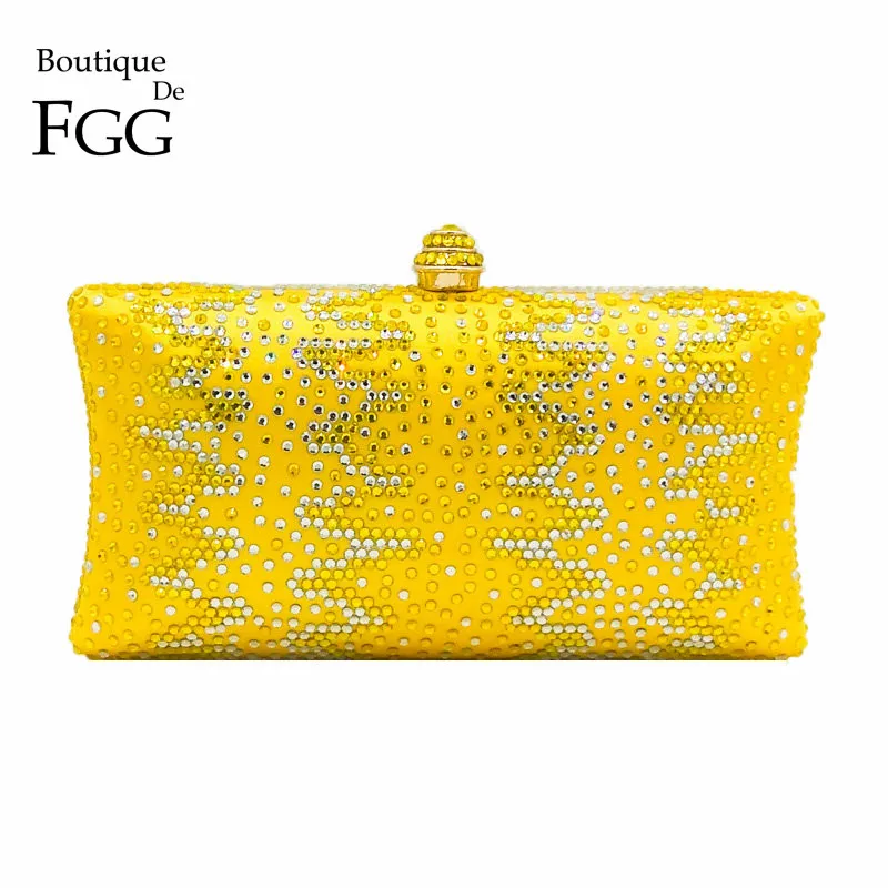 Женский клатч с кристаллами Boutique De FGG элегантный желтый вечерние свадебные