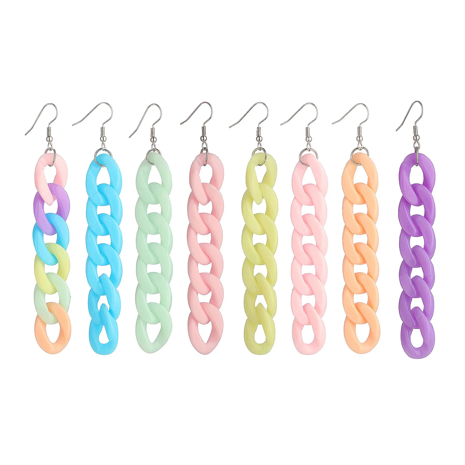 

Candy Color Acrylic Link Chain Long Drop Earrings for Women