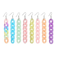 candy color acrylic link chain long drop earrings for women