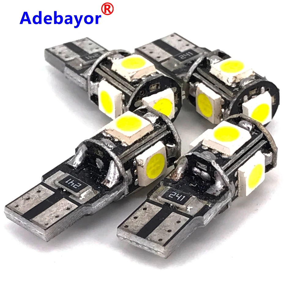 100X Автомобильные светодиодные лампы t10 canbus 5smd 5050 led 5 smd 3 чипов w5w Клин светильник