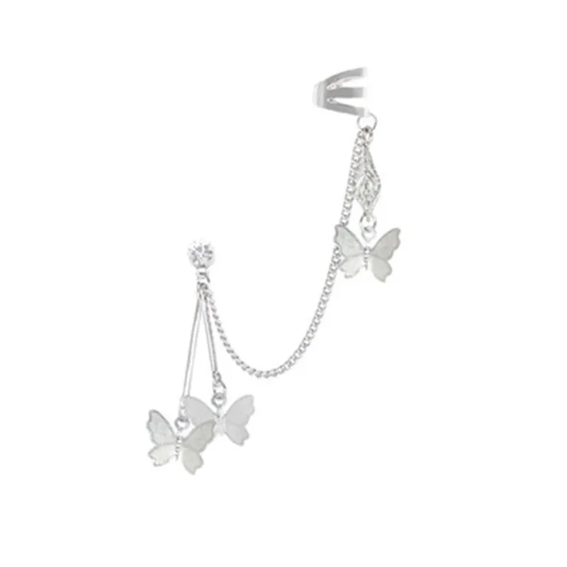 Женские длинные серьги цепочки с бабочками клипсы в Корейском стиле вечерние