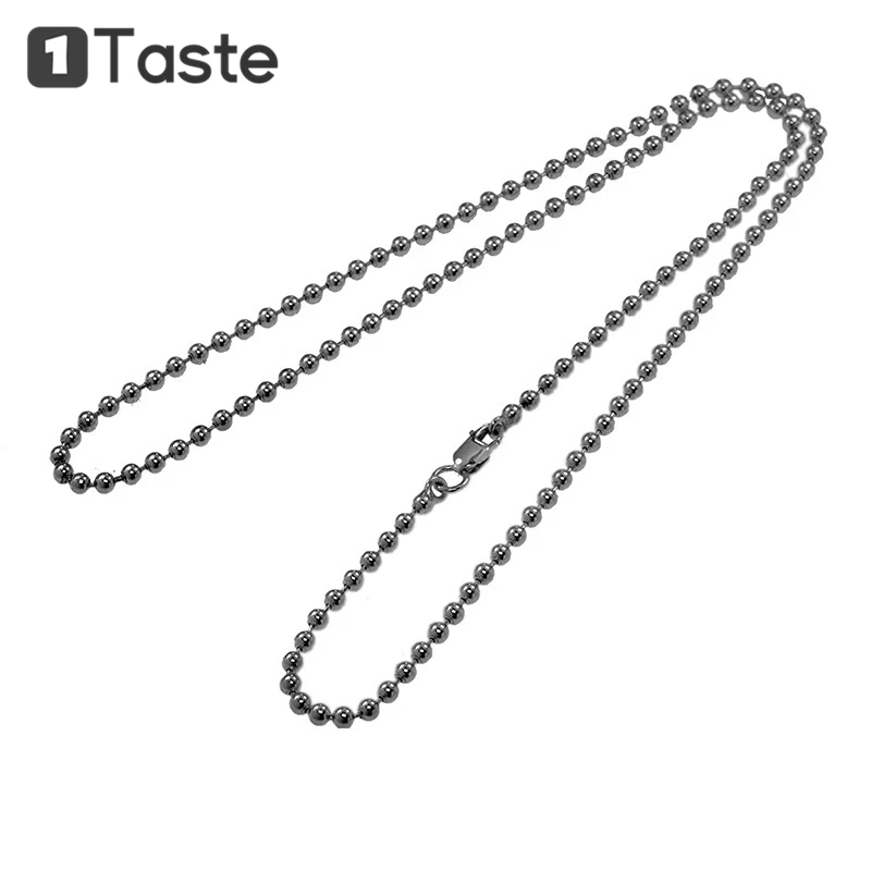 

ONE TASTE 925 Sterling Silver Thai Round Beads Sweater Chain Necklace For Men Simple Buddha Bead Long Chain Men's Accessories