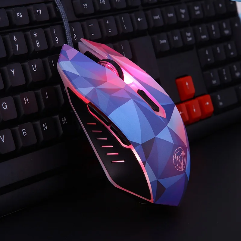 VicTsing Алмазная цветная игровая мышь 3200 dpi 7 круглый светодиодный светильник проводная мышь игровая оптическая компьютерная мышь
