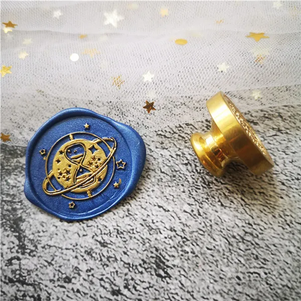 С изображением луны и звезд песочные часы головка штемпеля из Фотофон в ретро