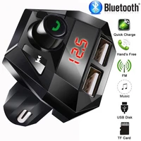 wireless car bluetooth adapter 5 0 car kit fm transmitter handsfree car charger mp3 player hands free audio receiver dual usb