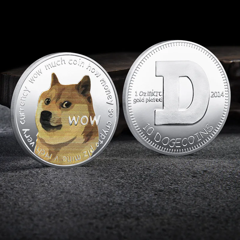 Dogecoin Золотая тарелка сувенирная монета криптовалюта 1 шт. модель Doge WOW искусство