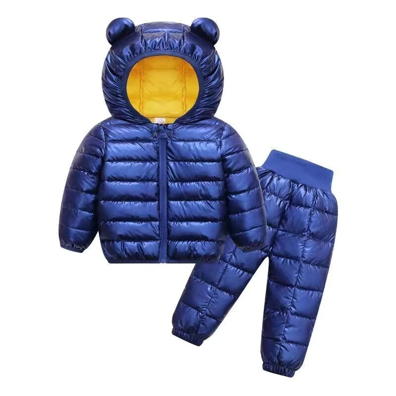 Kids Jackets+Pants Sets 2pcs Winter Autumn Boys Hooded Coat Warm Pants Girls Jacket Toddler Infant Clothes Suit Children Costume |
