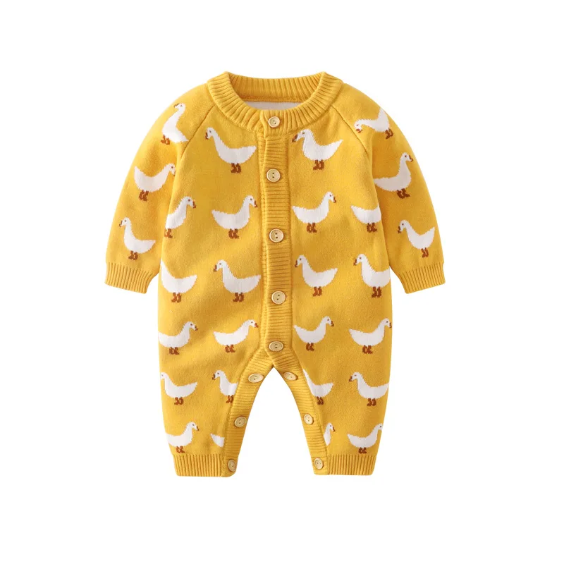 

Baby Jumpsuit autumn and winter sweater thickened male and female baby pure cotton knitted ha clothes climbing clothes