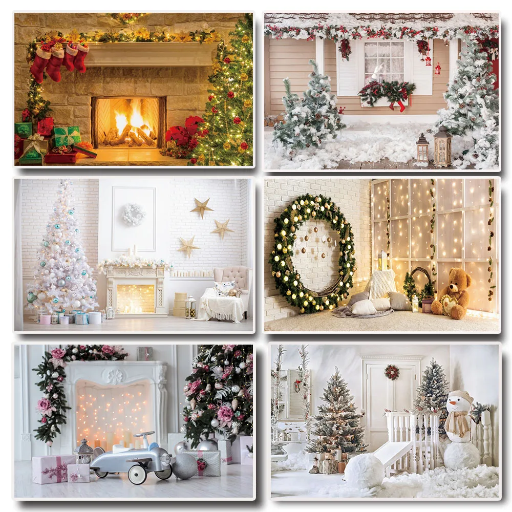 

Christmas Tree Snowman Gift Socks Poster Fireplace Flower Interior Canvas Painting Print Wall Art Picture For Home Decoration