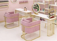 nordic nano gold beauty salon table chair set single sofa shop gold double manicure table rack