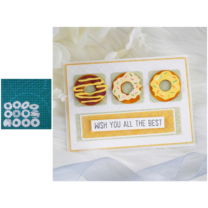 

Donuts Set Metal Cutting Die Customized Scrapbooking DIY Photo Album Art Embossing For Card Making Paper Cut Card Template