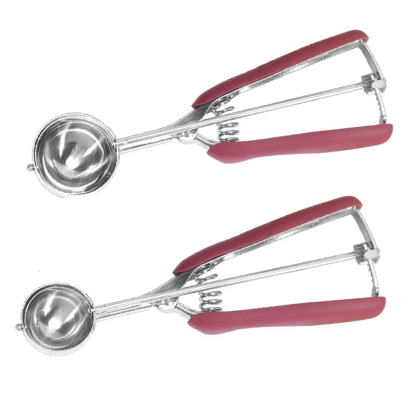 

2 шт., совок для мороженого из нержавеющей стали, совок для пюре, совок для мороженого с нескользящей силиконовой ручкой