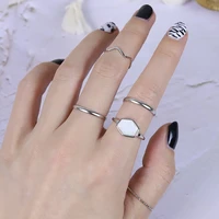 5pcs ins niche design high sense suit ring female element ring geometric fashion simple personality index finger ring