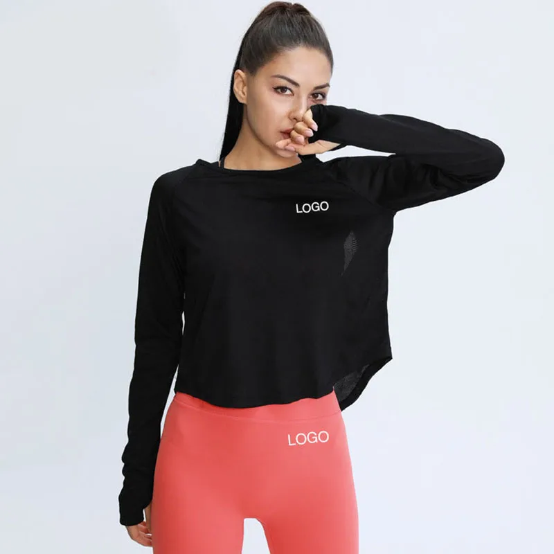 Женские футболки для йоги с большим пальцем топы длинным рукавом быстросохнущие