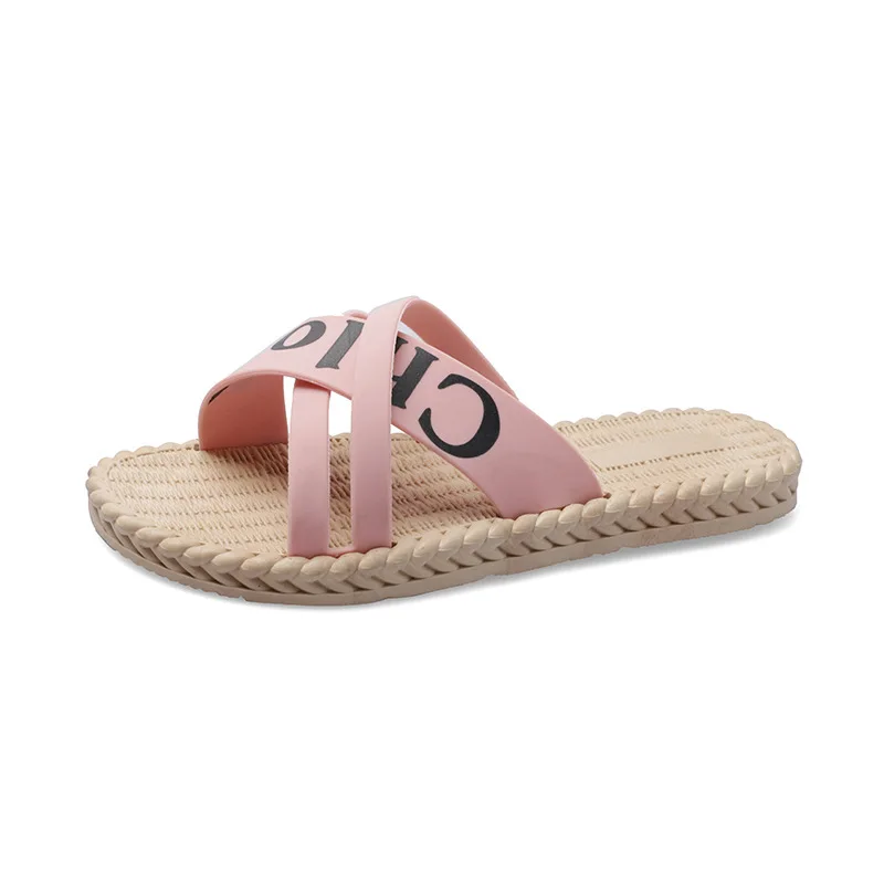

Summer New 2021 Sandals For Women To Wear On The Beach Fashion Cross Flat Bottom Casual Versatile Women's Slippers