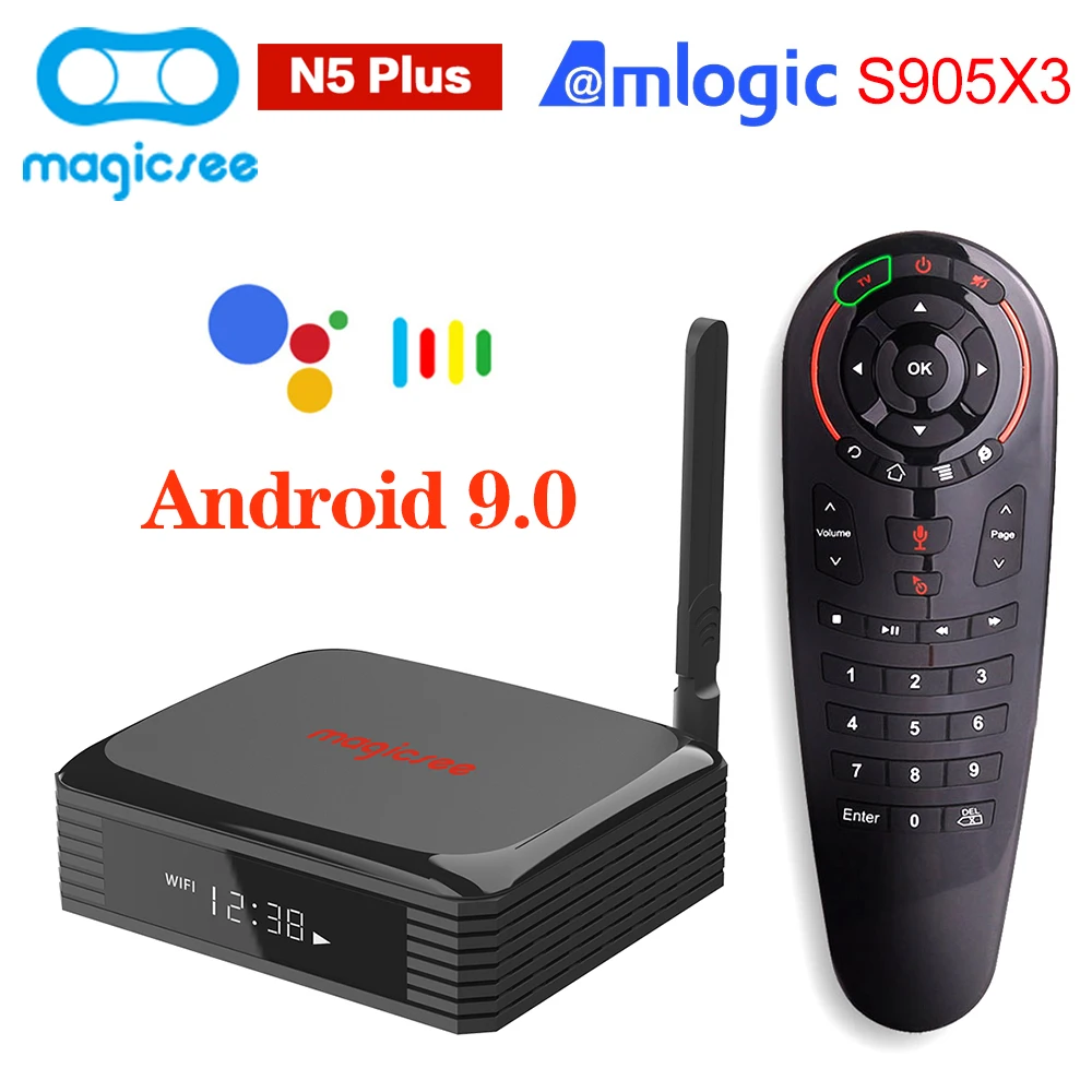 ТВ-приставка Magicsee N5 PLUS Amlogic S905X3 Android 9 0 4 Гб 64 100 м Dual Wifi 4K 8K Youtube медиаплеер
