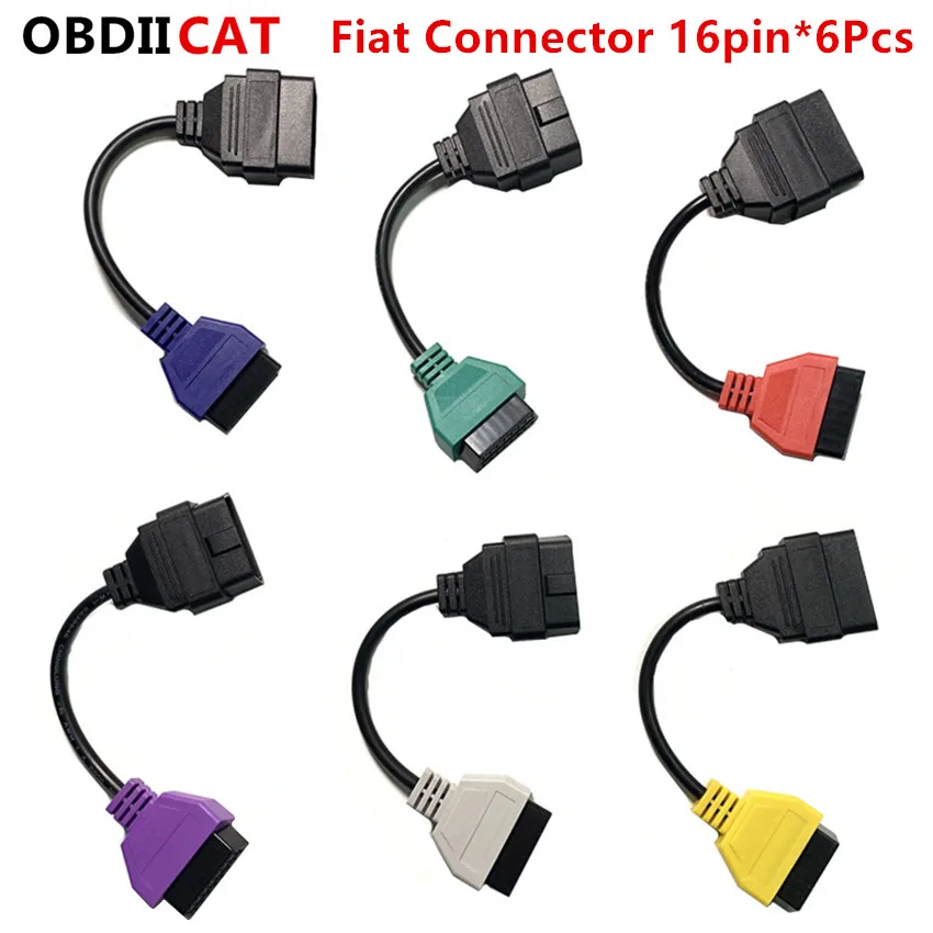 

10Sets (6Pieces/ Set) For Fi--at Ecu Scan Adaptor Connector 16pin OBD 2 16pin Cable OBD Cable For Fiat Alfa Romeo Three Color