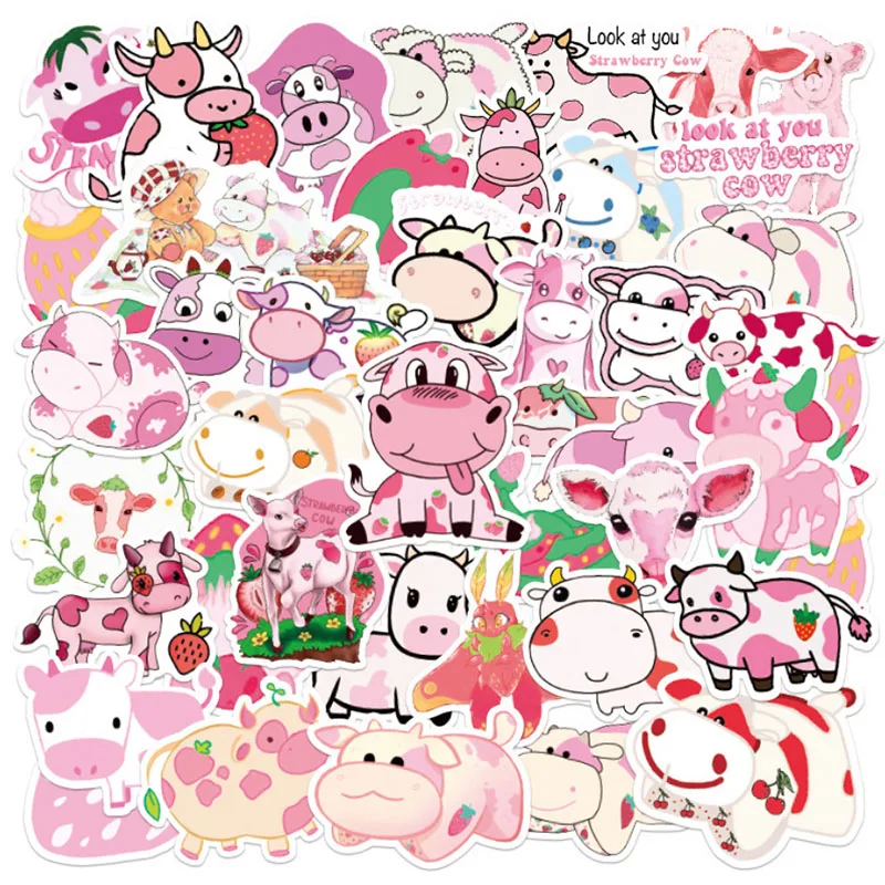 

10/30/50pcs Lovely Strawberry Milk Graffiti Waterproof Skateboard Travel Suitcase Phone Laptop Luggage Stickers Cute Kids Toys