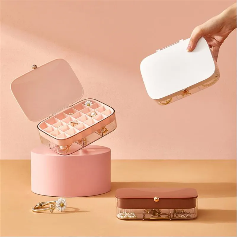 

Large Capacity Double Layer Jewelry Box Earrings Necklaces Rings Holder Display Travel Jewelry Organizer Storage Cases Container