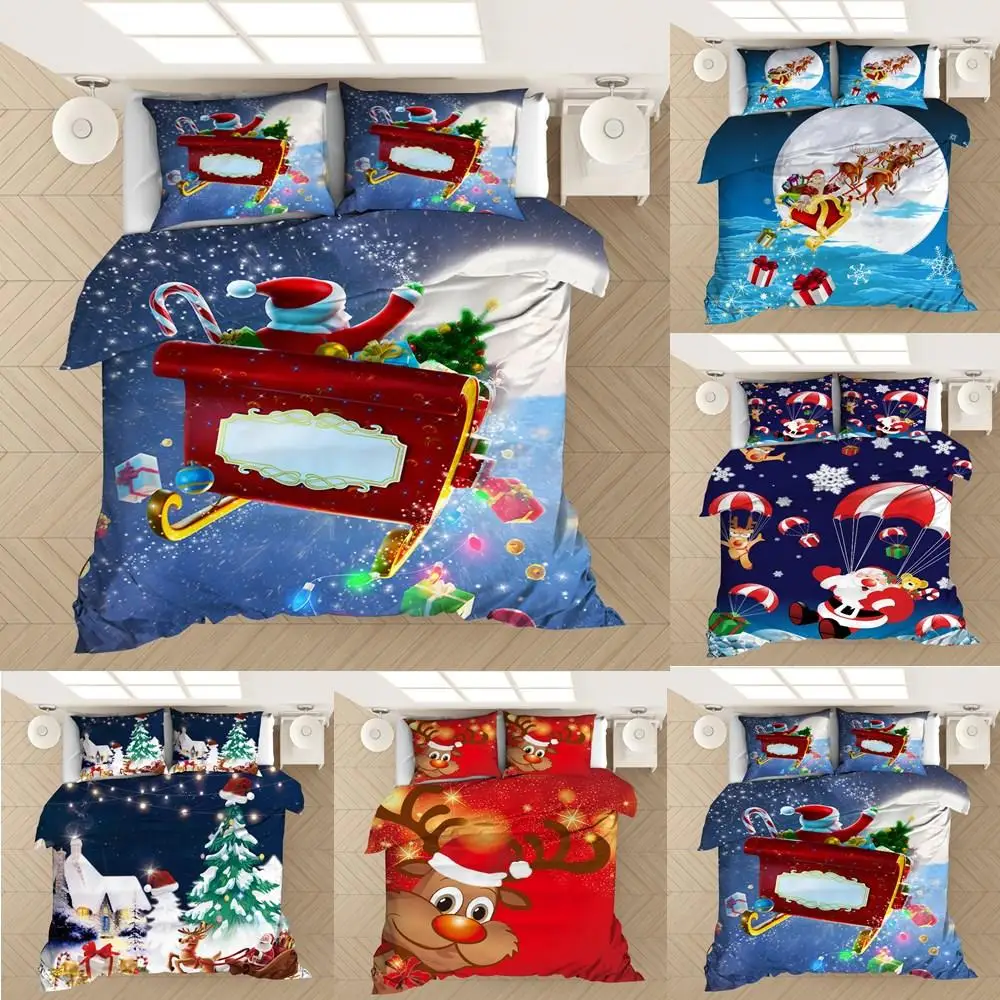 

Merry Christmas Decor 3D Print Comforter Bedding Set Duvet Covers Pillowcases Home Textile Luxury Queen King Size Kids Gifts
