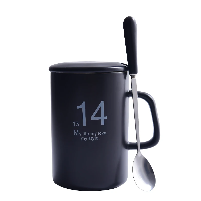 Кружка кружка Европейский чёрный простой мужской кофейный стакан с ложкой