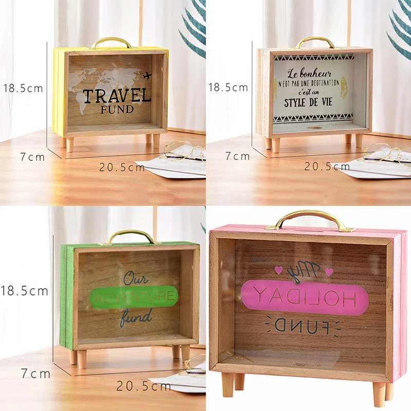 1PC Wooden Money Bank Boxes Piggy Banks Home Decor Gift Kids 4 Styles Storage Box | Дом и сад