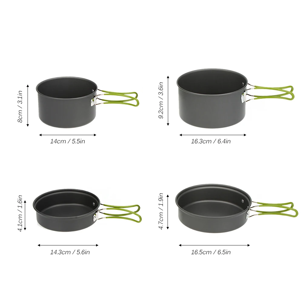 

Lixada Portable Outdoor Tableware Camping Cookware Outdoor Cookware Pan Pot Bowl Spoon Portable Cooking Set for Outdoor Stove