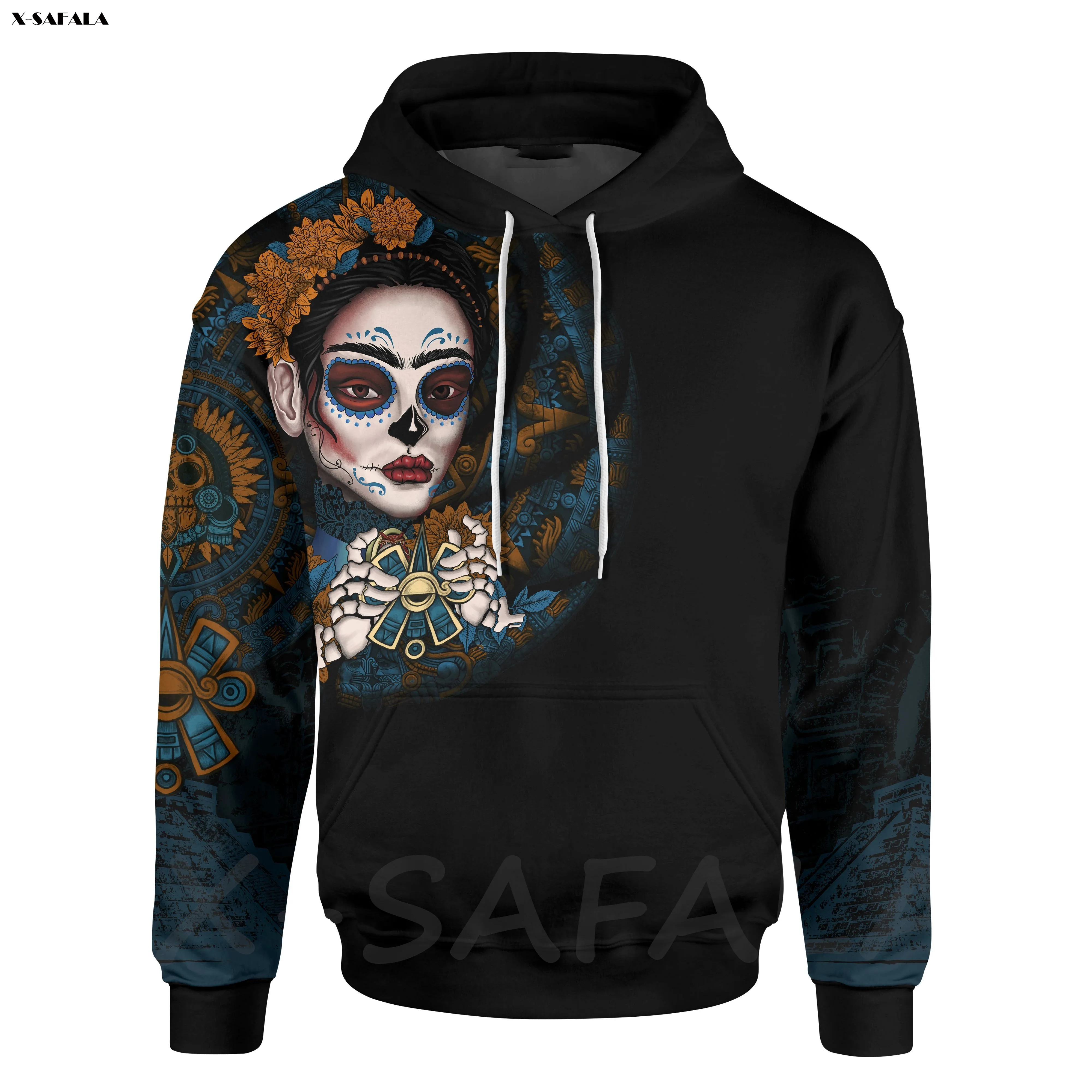 

Aztec Mayan Mexico Frida Kahlo Day Of The Dead 3D Printed Hoodie Man Female Zipper Pullover Sweatshirt Streetwear Tracksuits