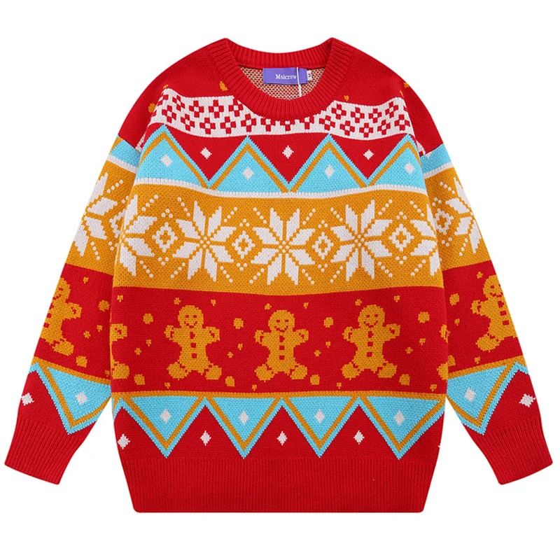 

Men Christmas Knitting Sweaters 2021 Winter Unisex Oversize Couple Knitwear Women Harajuku O-neck Sowman Sweater Pullover Tops
