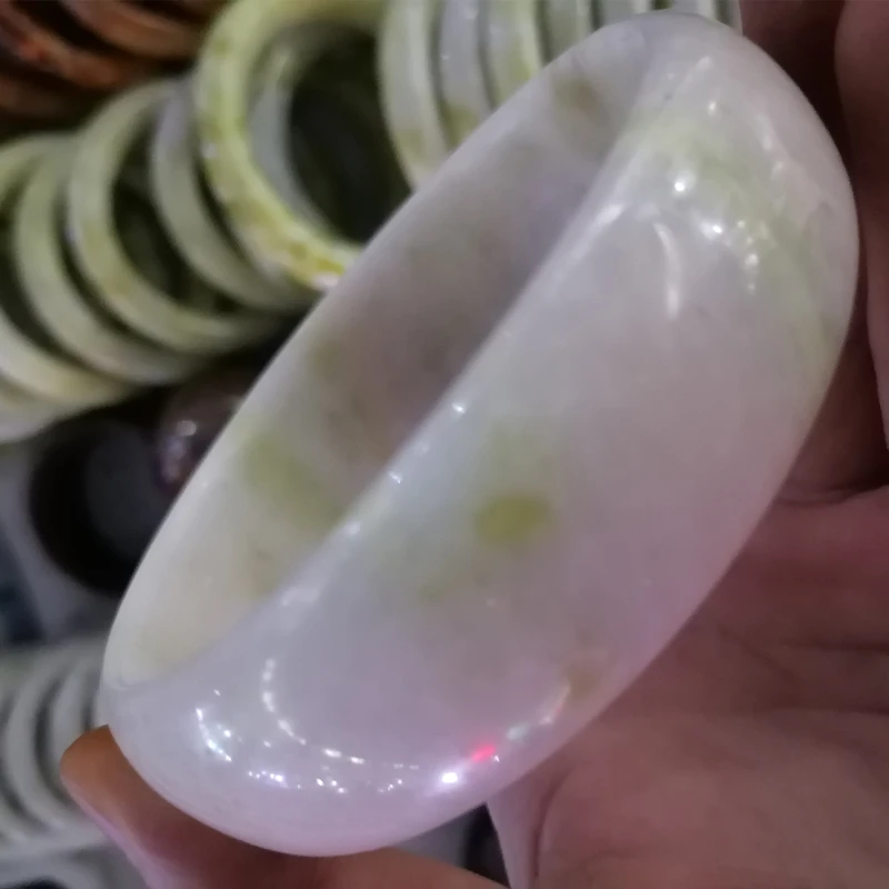 

Natural Blue White Hand Carved 70mm Widened Jade Bracelet Arm Bracelet Fashion Boutique Men's and Women's Extra Large Bracelet