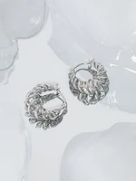 sterling silver 925 hoops beaded earrings winding croissant design for womens gothic minimalist jewelry bileklik joias ouro 18k
