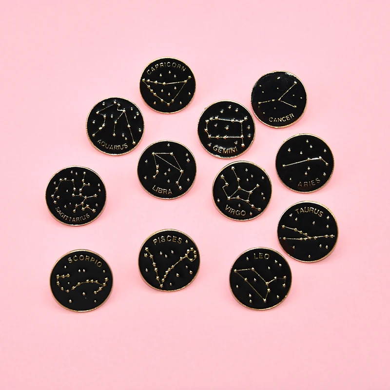 Значок с двенадцатью созвездиями креативная модная простая эмалированная брошь