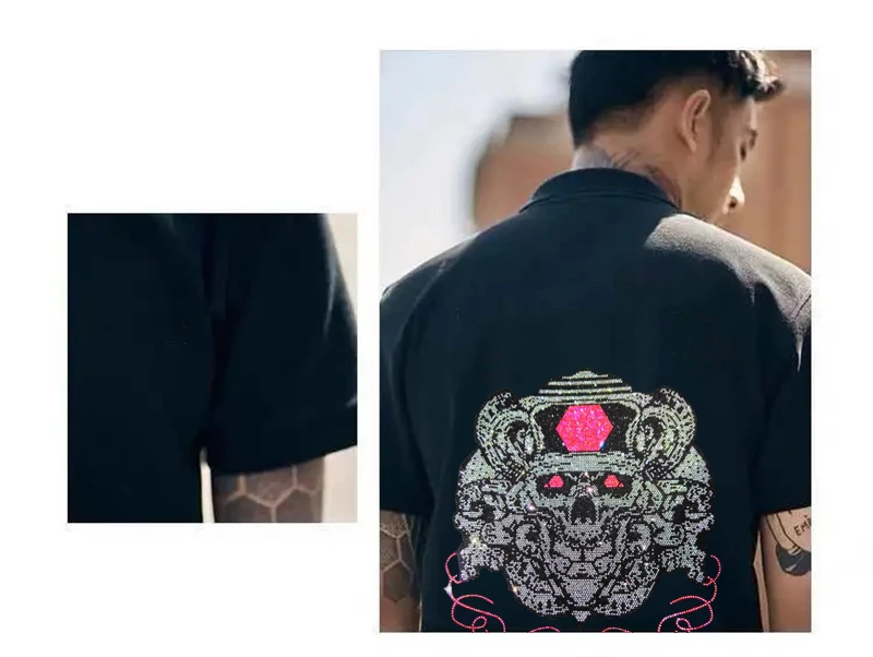 

Oversized Men's POLO Clothing Summer Designer Exclusive Custom Hot Diamond Luxury Short Sleeve Simple Shiny Lapel