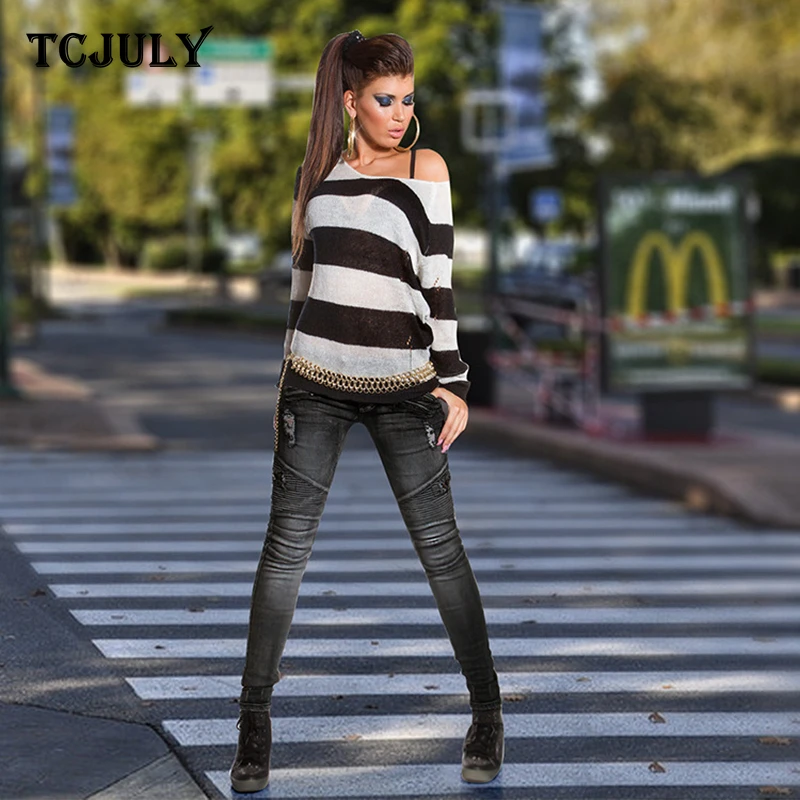 TCJULY 2020 Pleated Locomotive Skinny Jeans Woman Bleachd Washed Push Up Denim Pencil Pants Streetwear Slim Stretchy Black | Женская