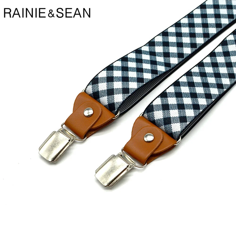 Подтяжки RAINIE SEAN Men s в клетку деловые эластичные ремни для брюк 3 5*120 см мужские