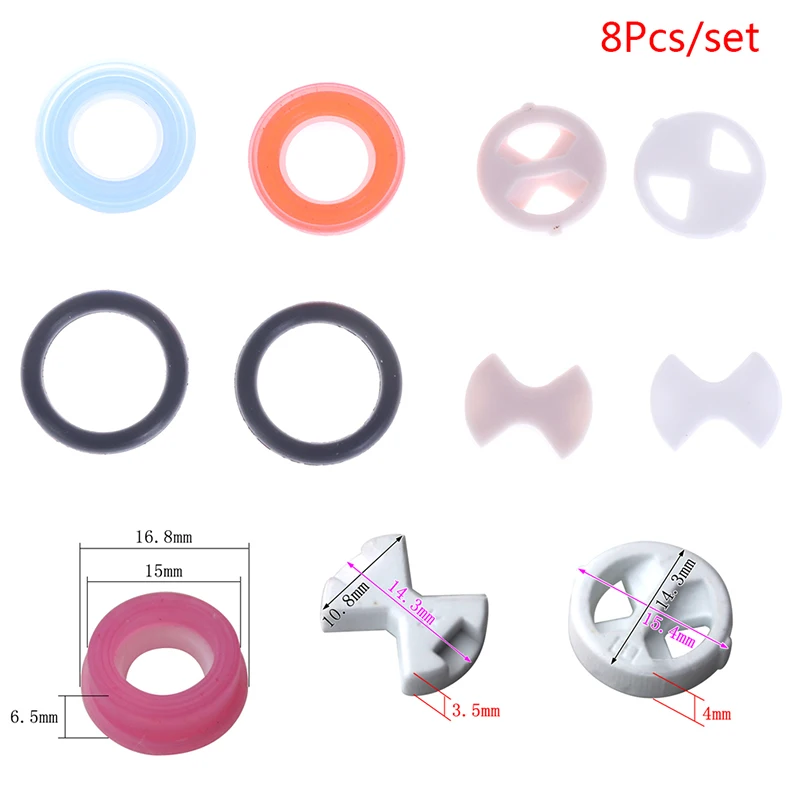 New 8Pcs/set Ceramic Disc Silicon Washer Insert Turn Replacement 1/2" For Valve Tap