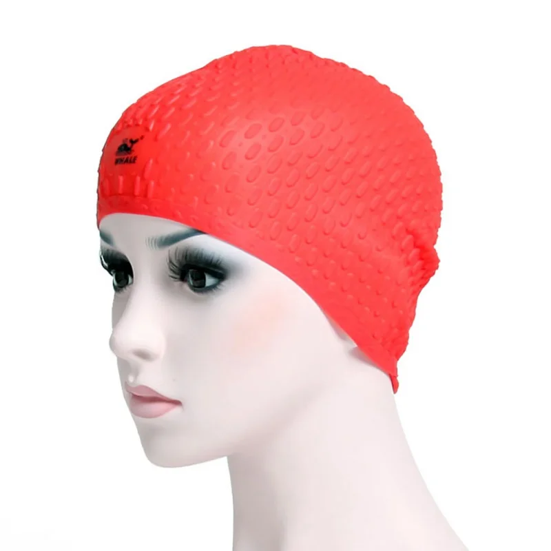 

Anti-adhesive Hair 3D Ear Protection Diving Drop Particles Waterproof Silicone Adult Long Hair Sports Swimming Cap Swim Hat