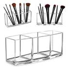 3 отверстия прозрачная акриловая Кисть для макияжа, косметические инструменты, коробка для хранения косметики чехол кистей для макияжа с ручкой в форме держатель настольный органайзер для макияжа инструмент