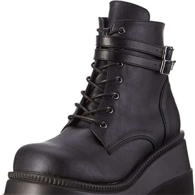 

Thick Bottom Women Ankle Boots Color Platform Shoes Fashion Lace Up Buckle Female Boots Woman's Vulcanize Sports Casual Shoes