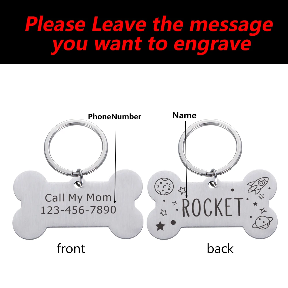 Индивидуальная идентификационная бирка для собак персонализированная с именем