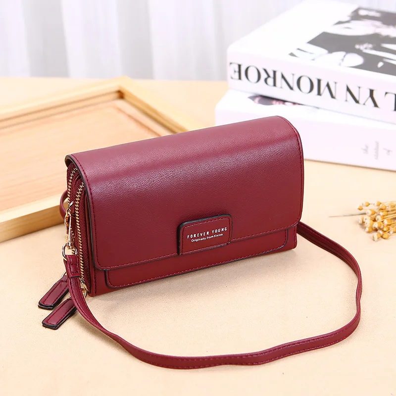 2021 new wallet fashion lady multi card position clutch pu large capacity casual one shoulder messenger bag mobile phone bag free global shipping