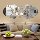 3D Зеркальная Наклейка на стену, 26 шт., домашний декор, круглые украшения, сделай сам, Зеркальная Наклейка, съемная наклейка для гостиной, художественные украшения