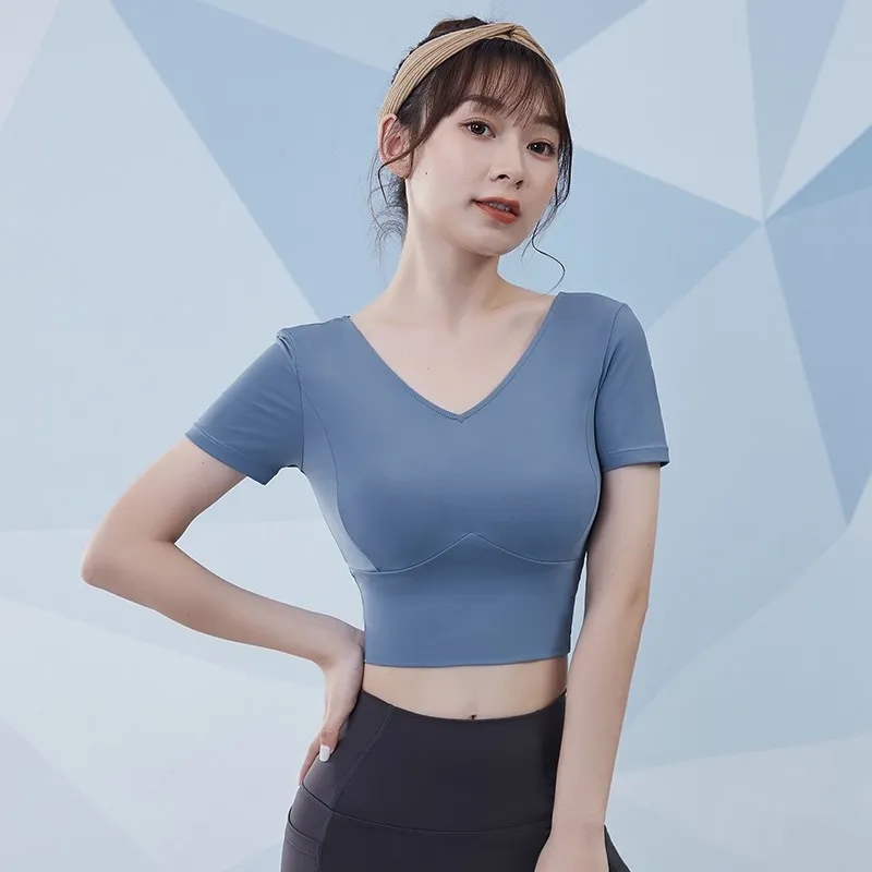 Vansydical Women Mesh Sports Tops Short Sleeve Yoga Shirts Slim Running Fitness T-Shirts Summer Quick Dry Beautiful Back Tops