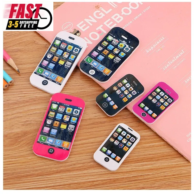 

Creative Fashion Kawaii Mobile Phone Shape Pencil Rubber Eraser Cartoon School Supplies Kids Stationery Gift 10Pc/Set RUS Ship